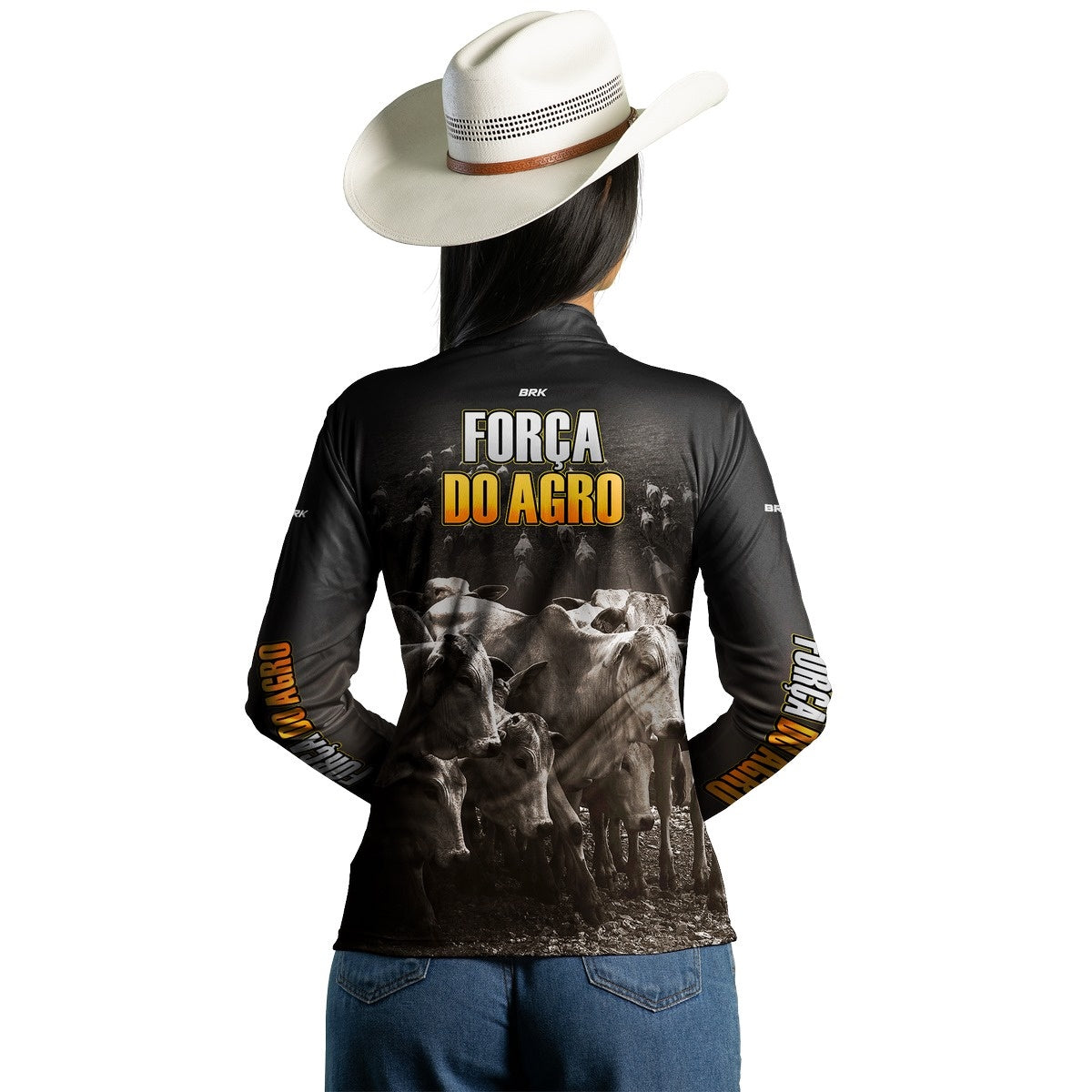 Camisa Feminina Agro Brk Força do Agro Criação de Bovinos com UV50+ - Brk Agro