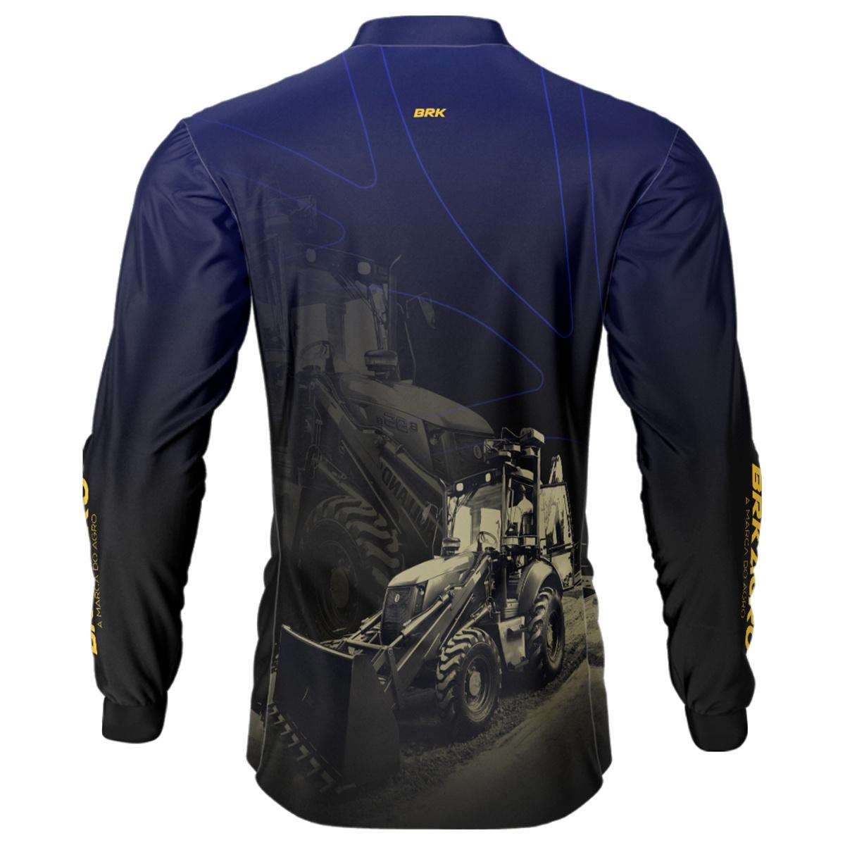 Camisa Agro Brk Azul e Preta Retroescavadeira com UV50+ - Brk Agro