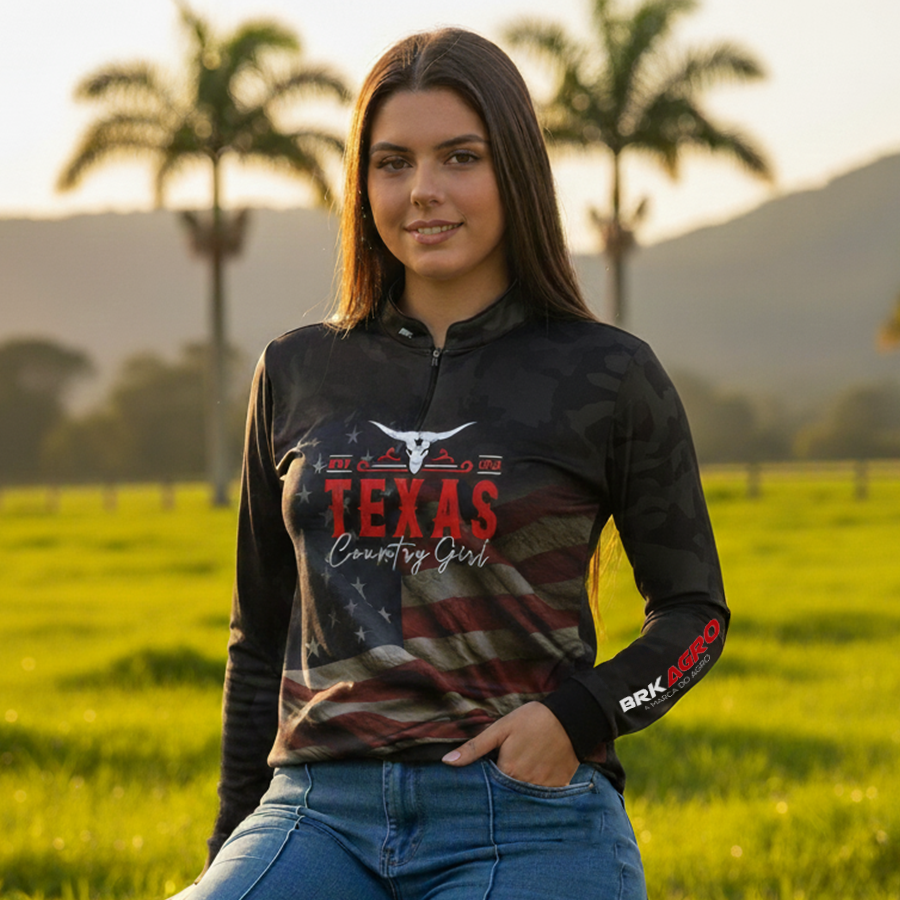 Camisa Agro Feminina Brk Texas Country Girl EUA com Proteção UV50+