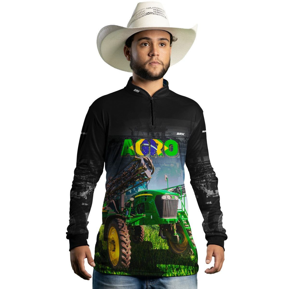 Camisa Agro Brk Preta Agro Pulverizador com UV50+ - Brk Agro