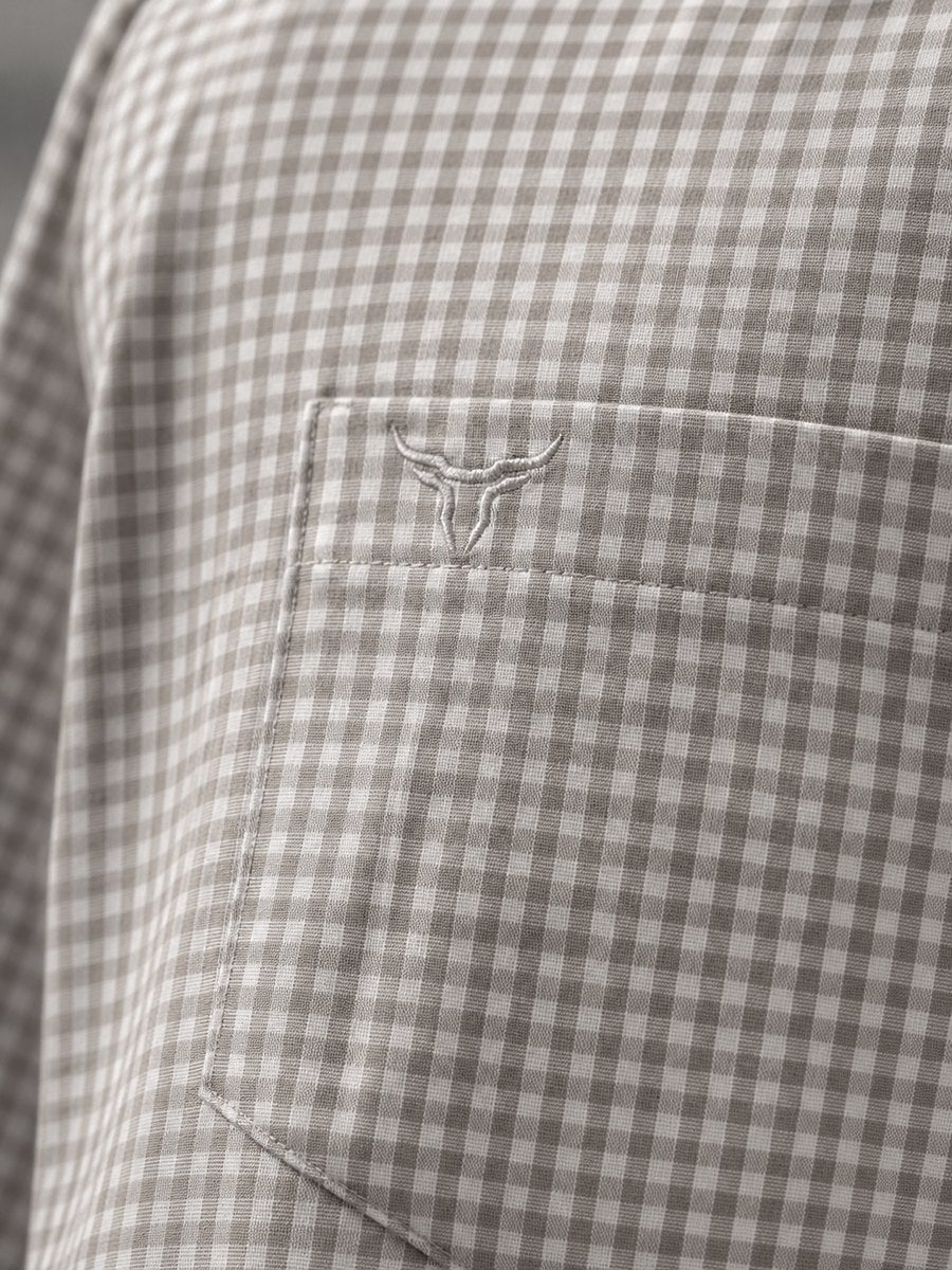 Camisa Xadrez Farm Bege - Manga Longa - Brk Agro