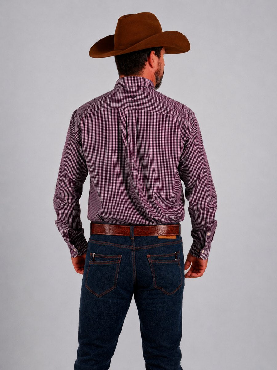 Camisa Xadrez Farm Preto e Rosa - Manga Longa - Brk Agro