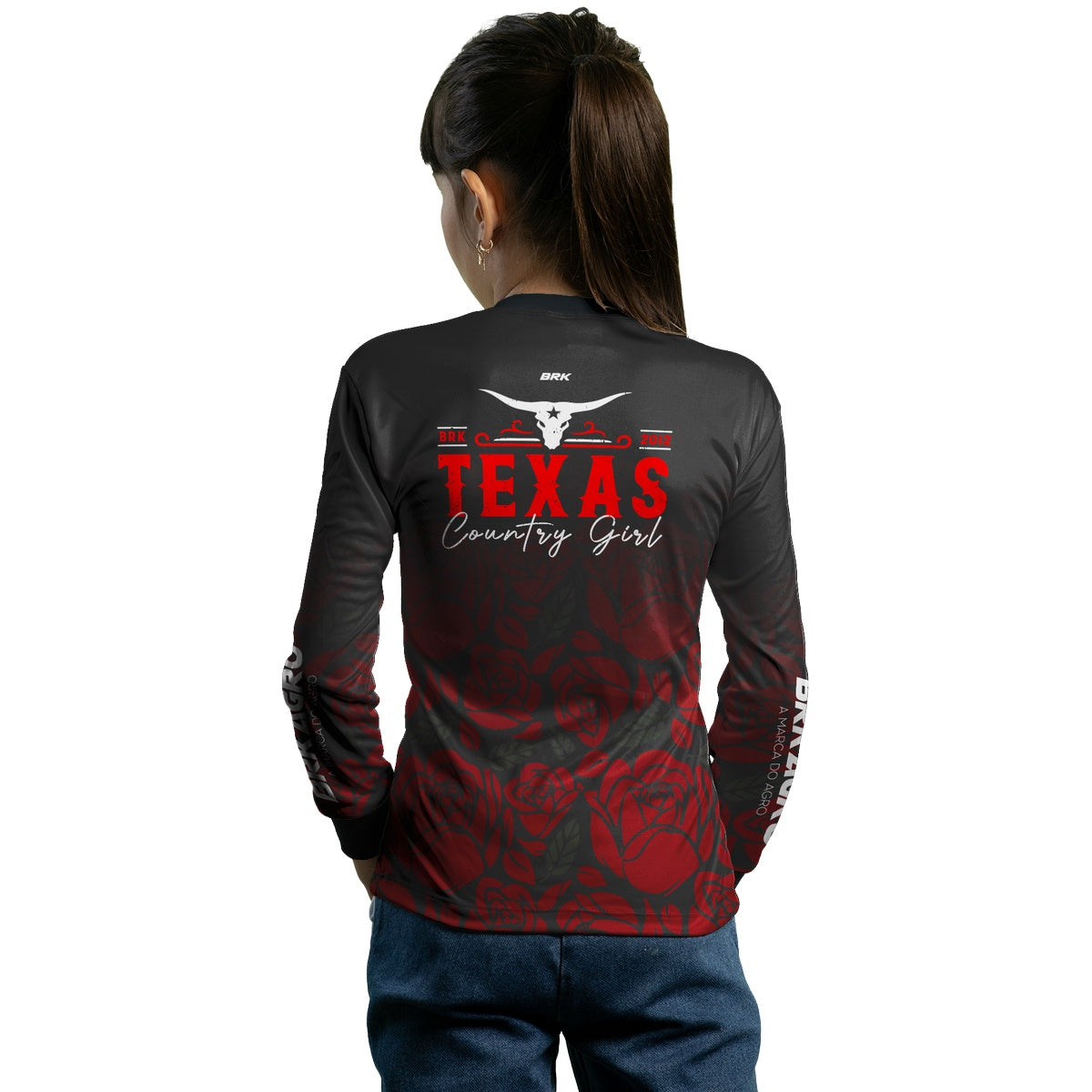 Camisa Agro Brk Feminina Texas Country Girl Preta com Proteção com Proteção Solar UV50+ - BRK AGRO