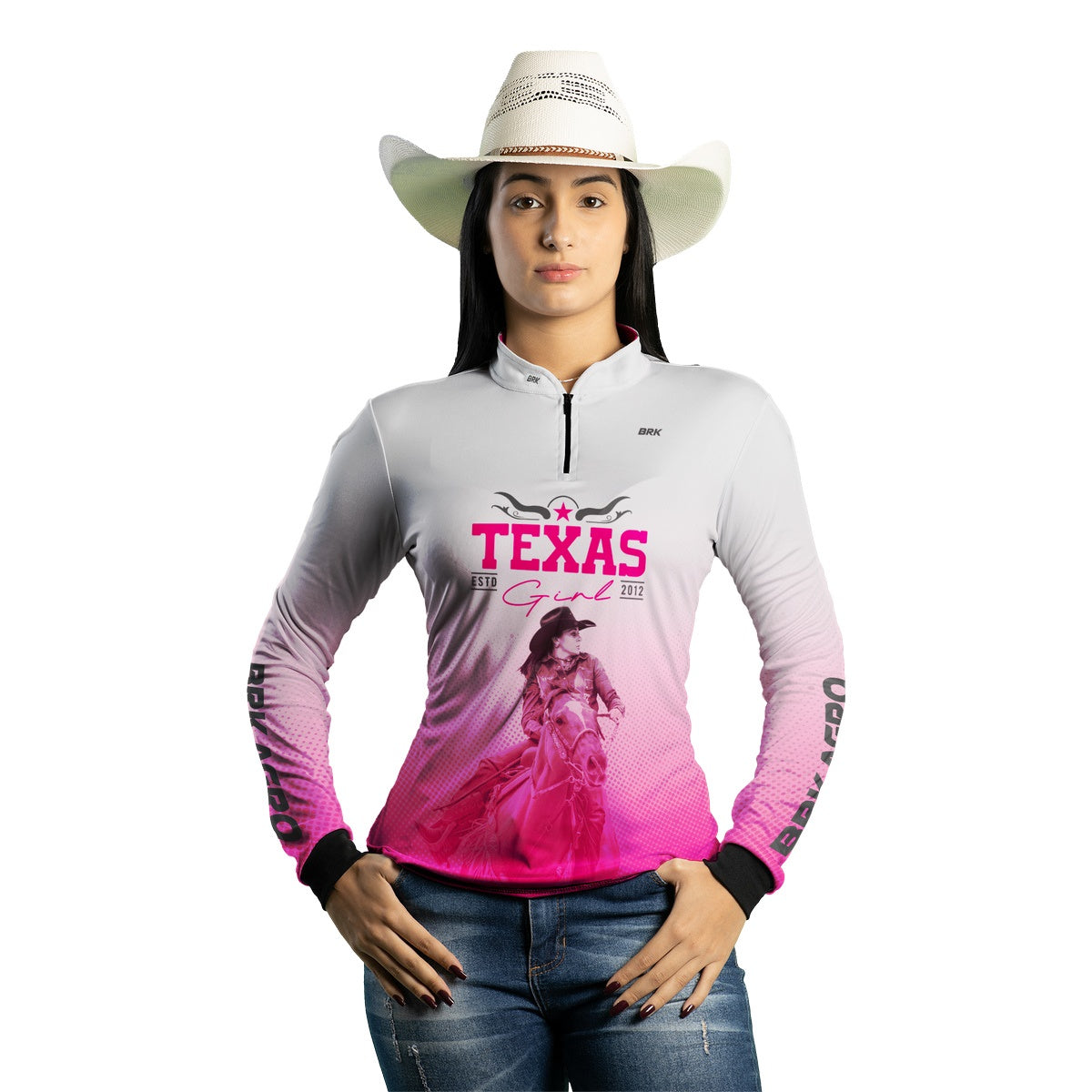 Camisa Agro Brk Feminina Texas Girl Branca com Proteção com Proteção Solar UV50+ - BRK AGRO