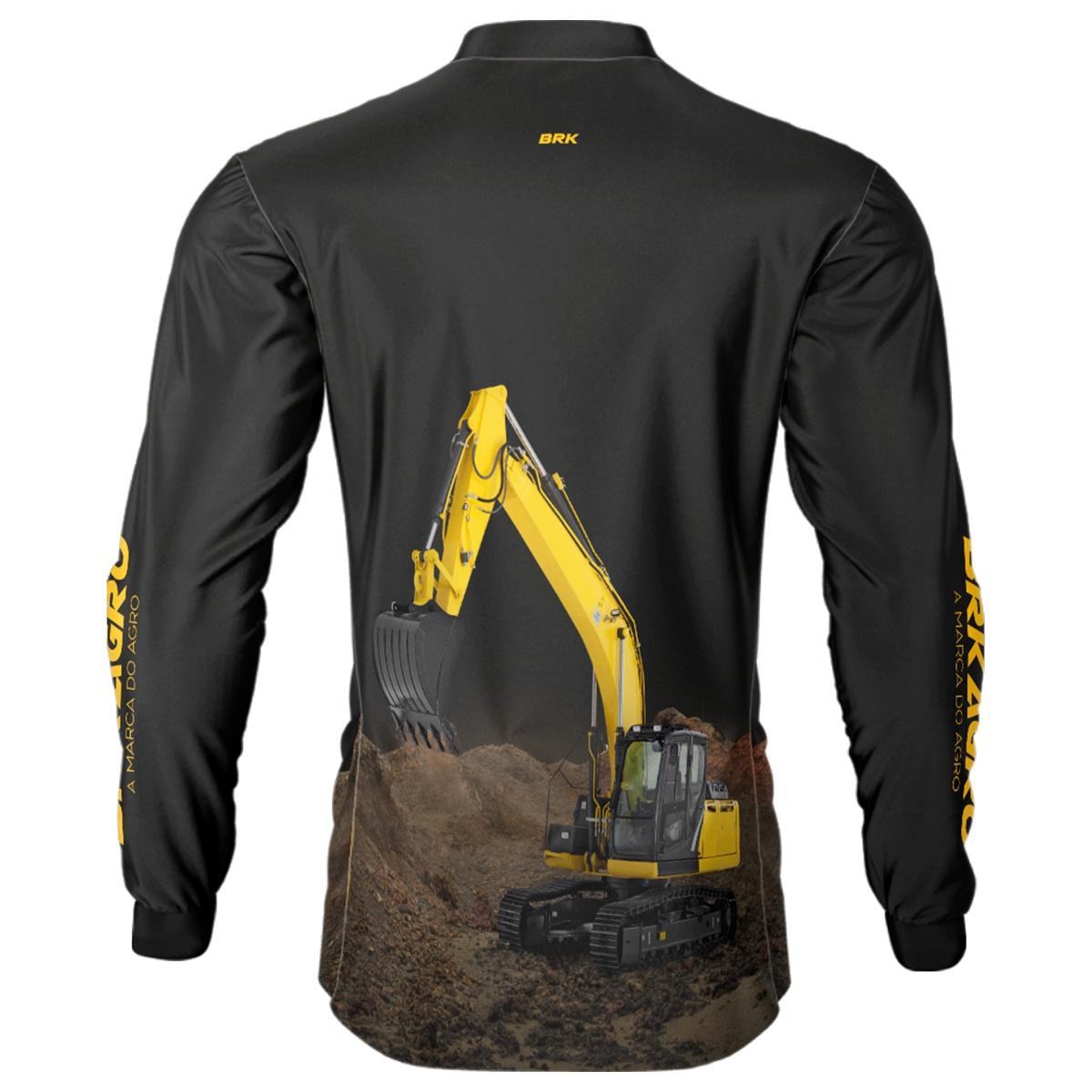 Camisa Agro Brk Amarela e Preta Escavadeira com UV50+ - Brk Agro