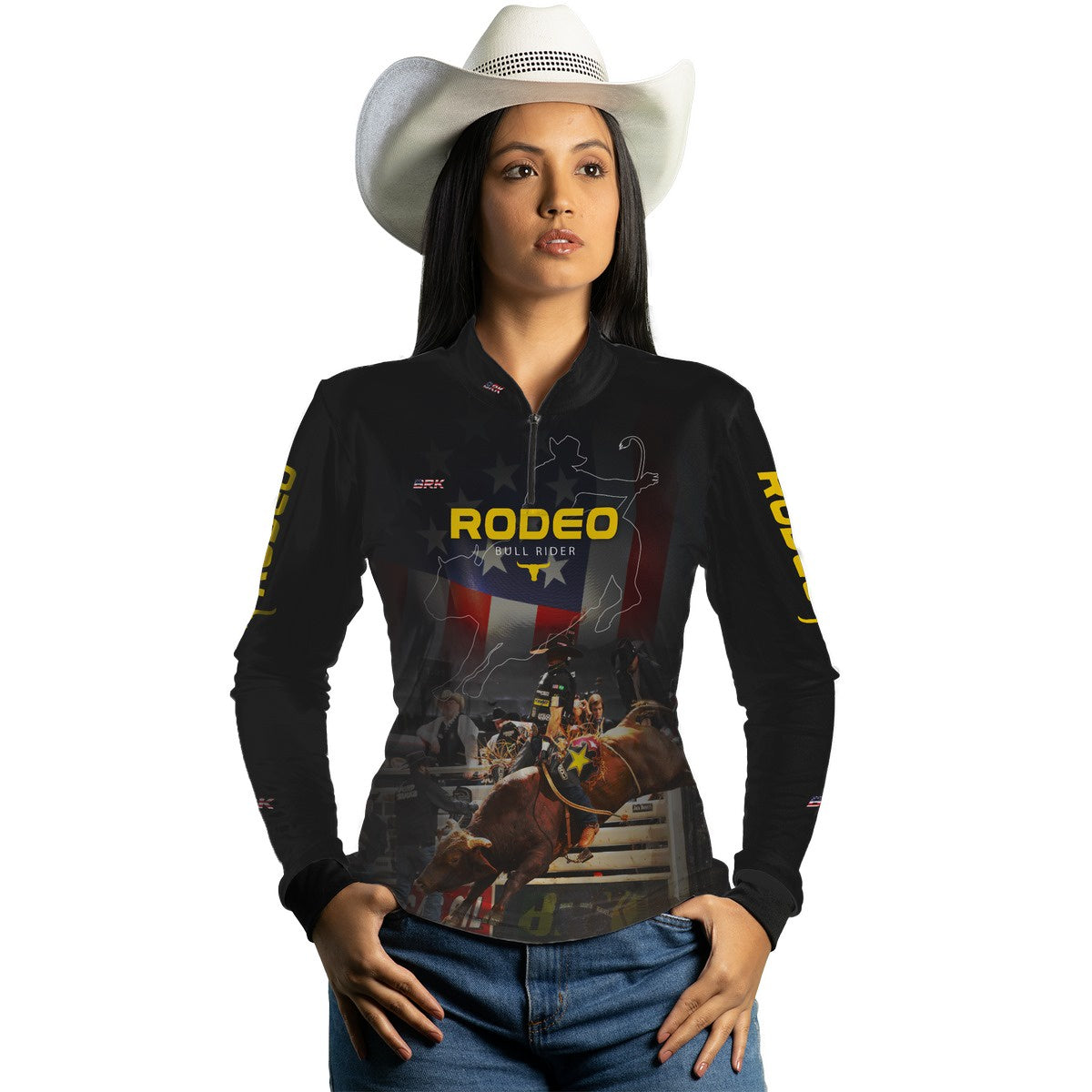 Camisa Agro Brk Preto Rodeio USA 2 com Proteção Solar UV50+ - BRK AGRO