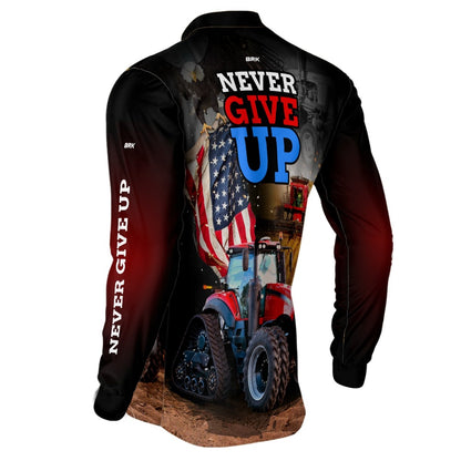 Camisa Agro Brk Vermelho EUA Never Give Up com Proteção Solar UV50+ - Brk Agro