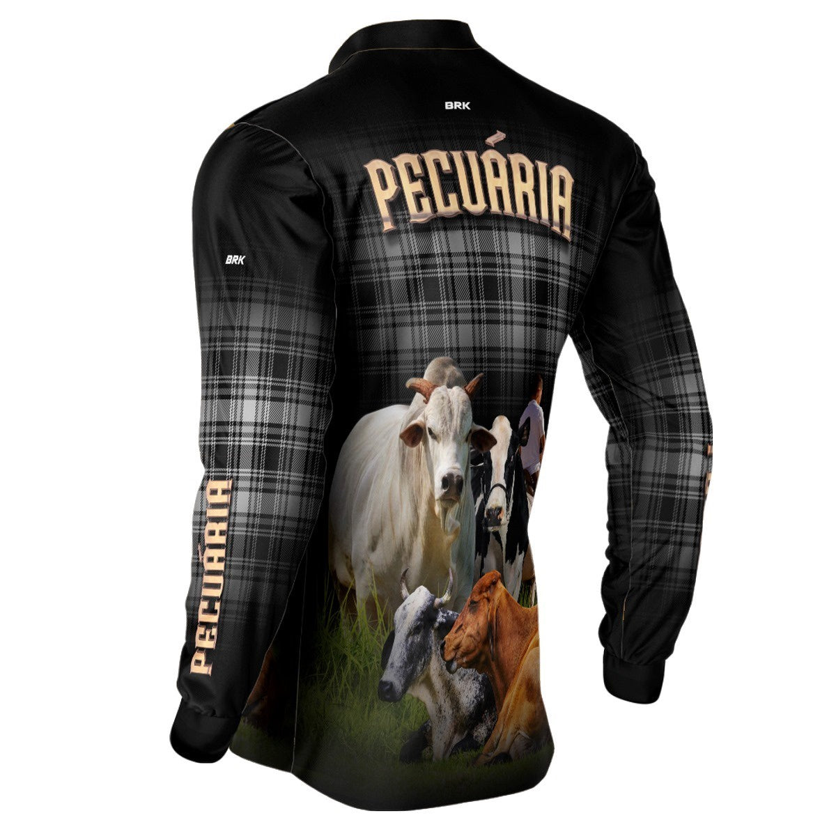 Camisa Agro Brk Country Xadrez Preta Pecuária com Proteção Solar UV50+ - BRK AGRO
