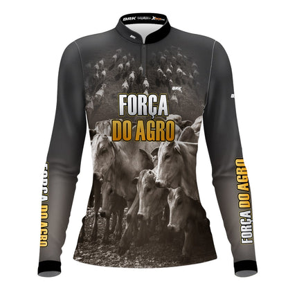 Camisa Feminina Agro Brk Força do Agro Criação de Bovinos com UV50+ - Brk Agro