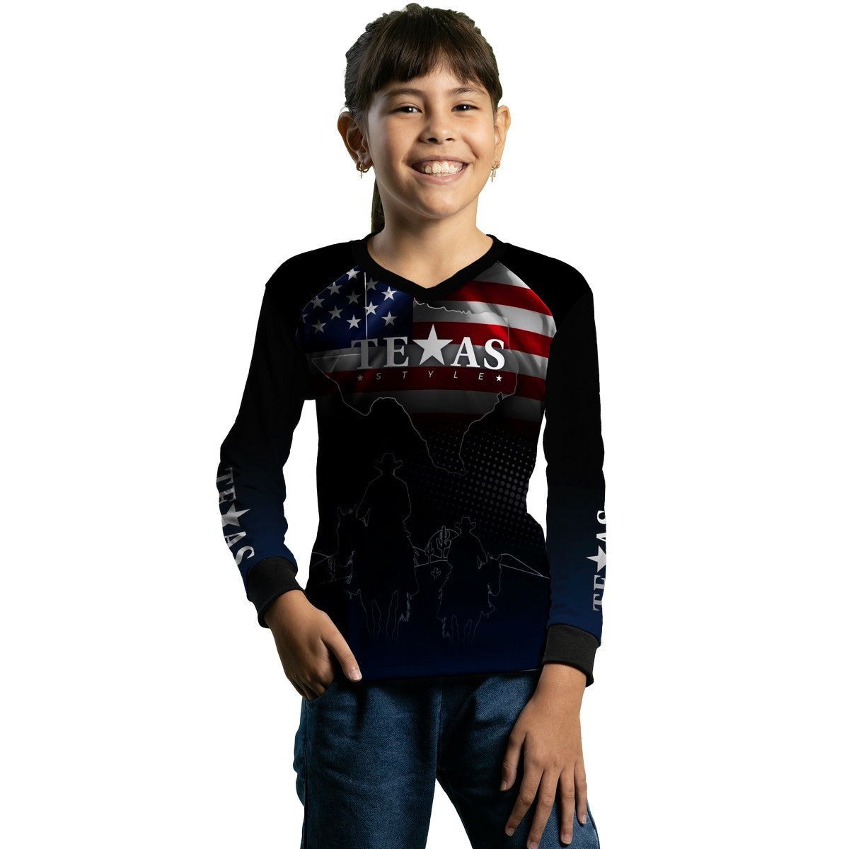 Camisa Infantil Agro Brk Texas Bandeira Estados Unidos com UV50+ - Brk Agro