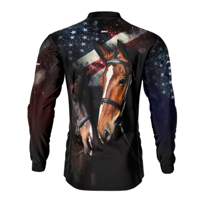 Camisa Agro Brk Quarto de Milha e Bandeira dos Estados Unidos com Proteção Solar UV50+ - Brk Agro