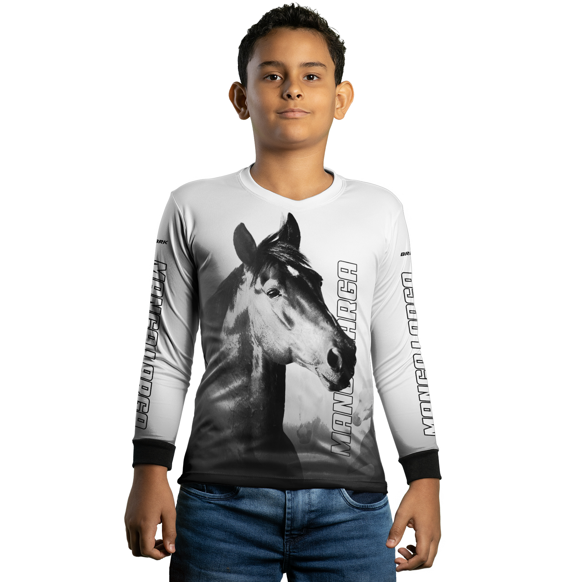 Camisa Agro Brk Cavalo Mangalarga Branca com UV50+ - BRK AGRO