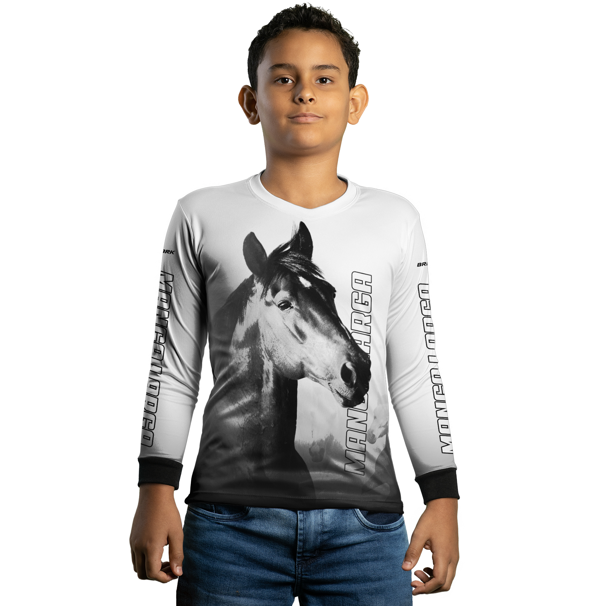 Camisa Agro Brk Cavalo Mangalarga Branca com UV50+ - BRK AGRO