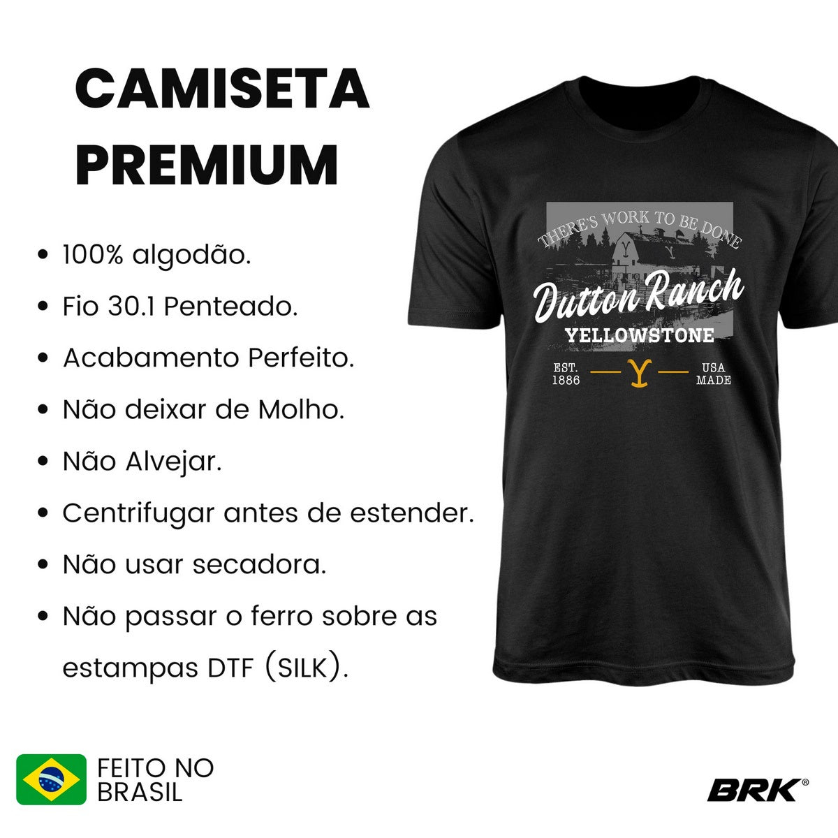 Camiseta Agro Brk Yellowstone Dutton Ranch com Algodão Premium - Brk Agro